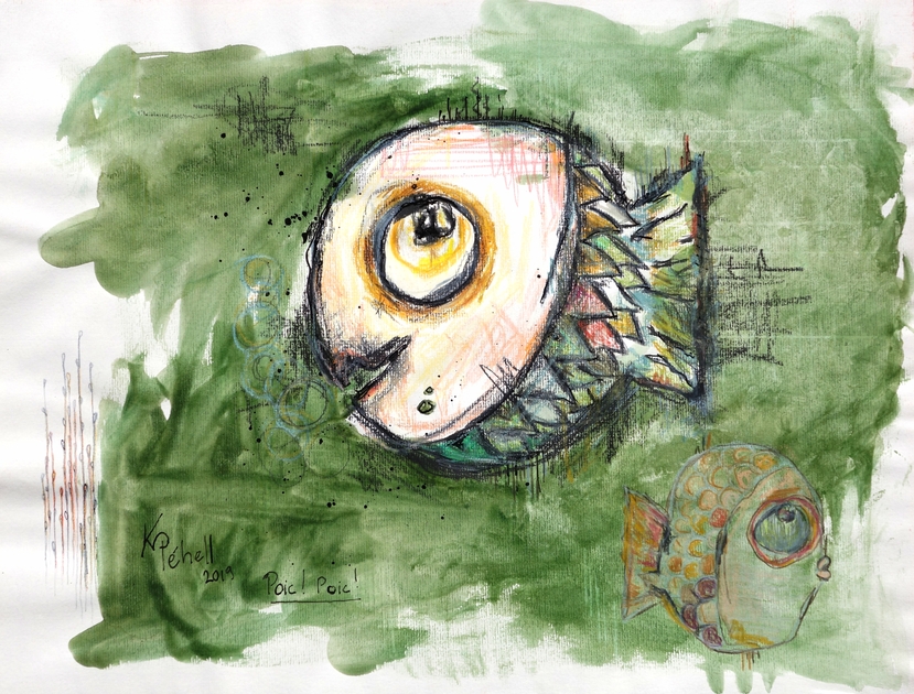 art neo-expressionniste de poissons par k pehell